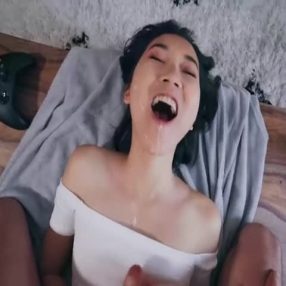 Cum covered asian babe